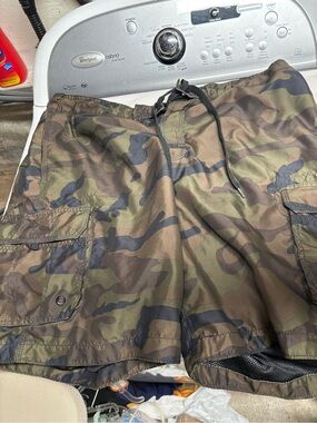 Men's 2xl board shorts Camouflage Cargo Swim Green Camo swimtrunks swimsuit